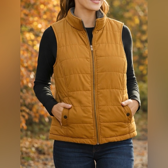 Natural Reflections Brown Quilted Puffer Vest Zip Front Size Large - Picture 3 of 4